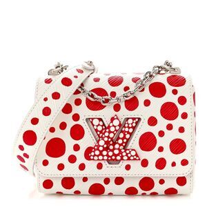 Louis Vuitton x Yayoi Kusama Twist MM Infinity Dots Epi Leather Bag White Red 20
